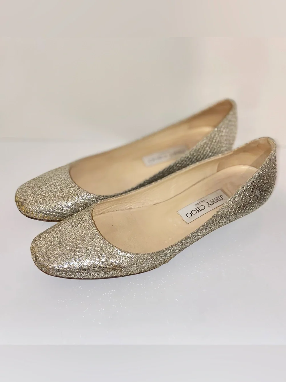 Jimmy Choo Sparkling Gold and Silver Ballet Flats